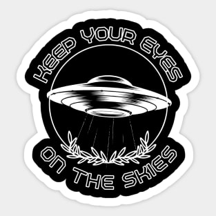 Eyes on the Skies (White) Sticker